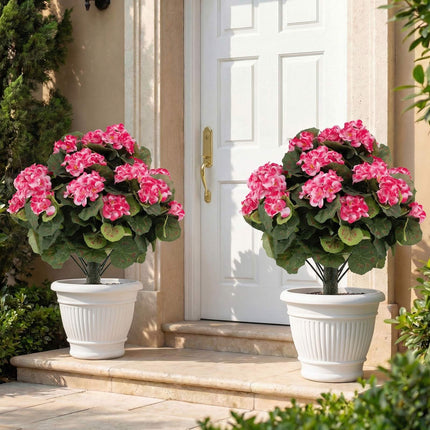 Plante artificiale de geranium, pachet de 2, roz, interior/exterior