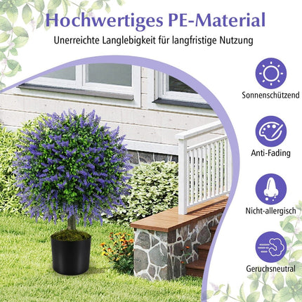 Arbori artificiali de lavandă, 58 cm, set de 2