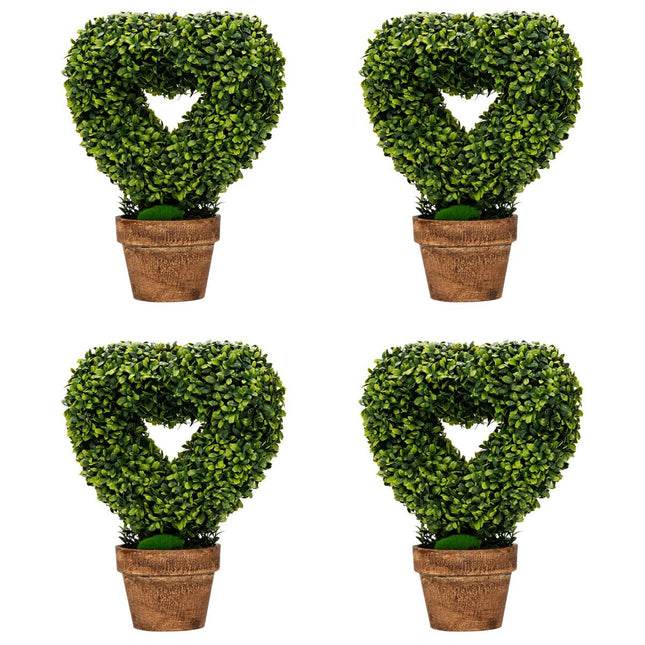 Plante artificiale mini în ghiveci, pachet de 4, decor în formă de inimă