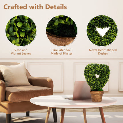 Plante artificiale mini în ghiveci, pachet de 4, decor în formă de inimă