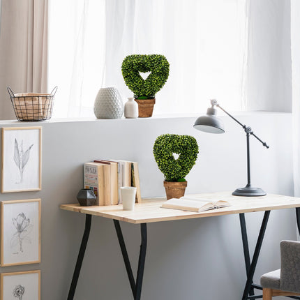 Plante artificiale mini în ghiveci, pachet de 4, decor în formă de inimă