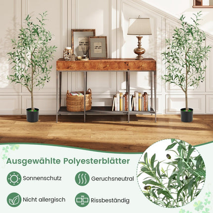 Set măslin artificial, 130 cm, 2 buc. cu ghiveci de ciment