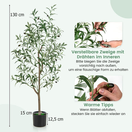 Set măslin artificial, 130 cm, 2 buc. cu ghiveci de ciment