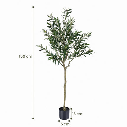 Artificial Olive Trees 150 cm, Set of 2, 24 Olives, 576 Silk Leaves