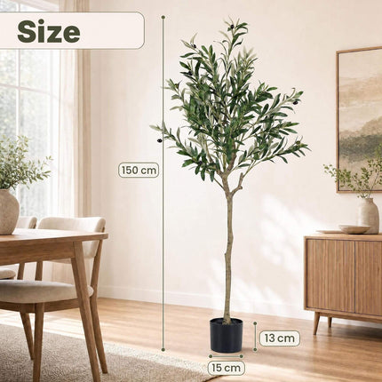 Artificial Olive Trees 150 cm, Set of 2, 24 Olives, 576 Silk Leaves