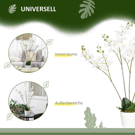 Plantă artificială Orhidee artificială în ghiveci Flori artificiale 75 cm Plantă de apartament albă pentru sufragerie și dormitor