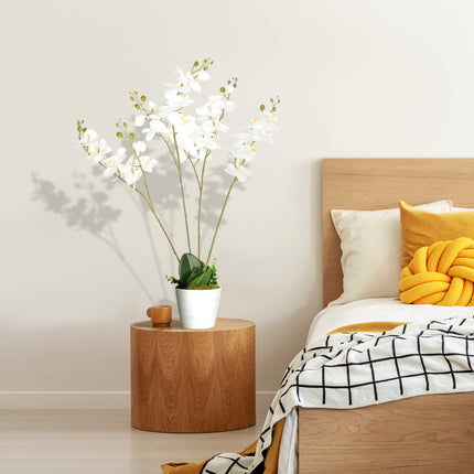 Plantă artificială Orhidee artificială în ghiveci Flori artificiale 75 cm Plantă de apartament albă pentru sufragerie și dormitor