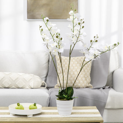 Plantă artificială Orhidee artificială în ghiveci Flori artificiale 75 cm Plantă de apartament albă pentru sufragerie și dormitor