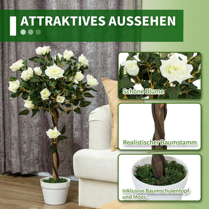 Plantă artificială în ghiveci de ciment - alb, 90 cm, set de 2