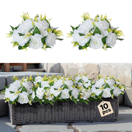 Artificial Rose Flower Balls, 10-Pack, 240mm, White