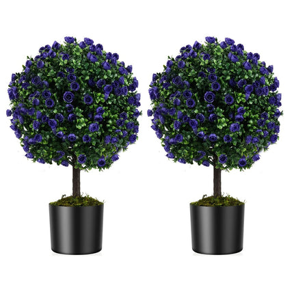 Trandafiri artificiali cu flori mov, 55 cm, set de 2