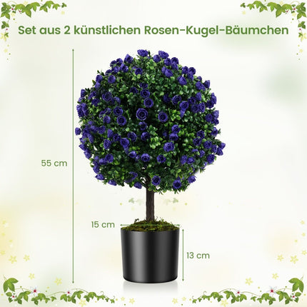 Trandafiri artificiali cu flori mov, 55 cm, set de 2