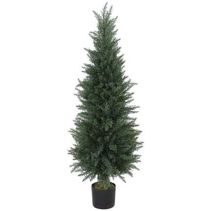 Planta de chiparos artificial, 638 frunze de plastic, cu ghiveci, rezistenta UV, verde