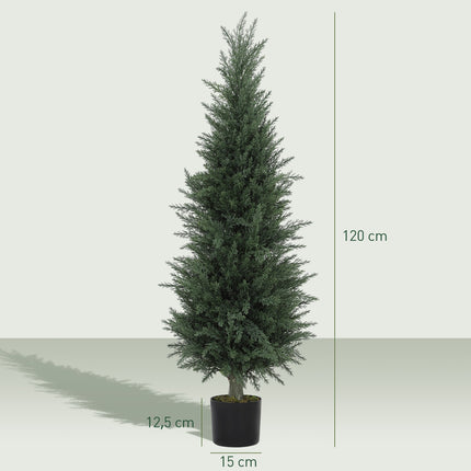 Planta de chiparos artificial, 638 frunze de plastic, cu ghiveci, rezistenta UV, verde
