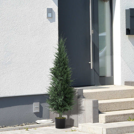 Planta de chiparos artificial, 638 frunze de plastic, cu ghiveci, rezistenta UV, verde