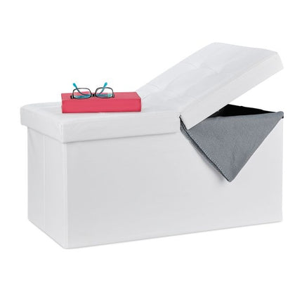 Bancă din piele artificială cu capac pliabil