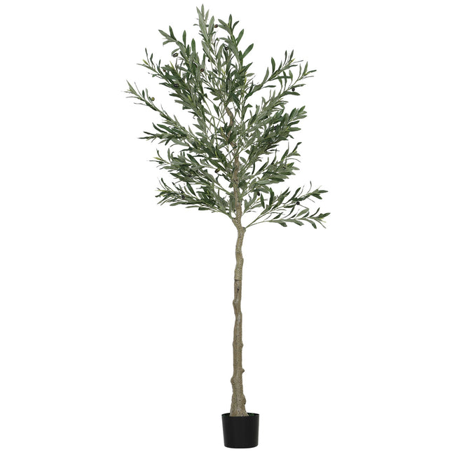 Măslin artificial, 180 cm, 900 frunze, 40 măsline, ghiveci rezistent, plantă decorativă, verde