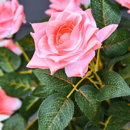 Artificial Rose Plant in Cement Pot, 90cm, Pink
