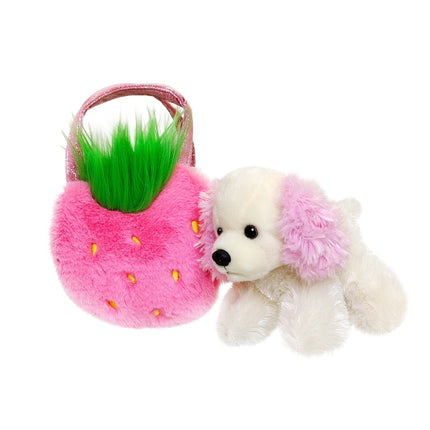 Jucărie de pluș Aurora Fancy Pals - Pudel Strawberry în geantă, 20 cm