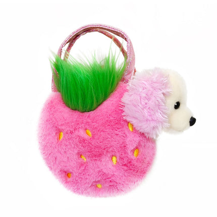Jucărie de pluș Aurora Fancy Pals - Pudel Strawberry în geantă, 20 cm