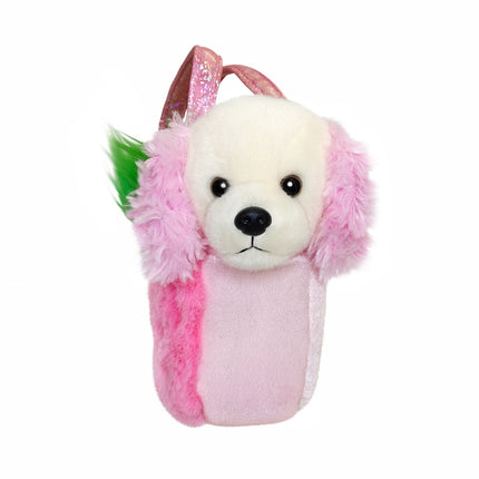 Jucărie de pluș Aurora Fancy Pals - Pudel Strawberry în geantă, 20 cm