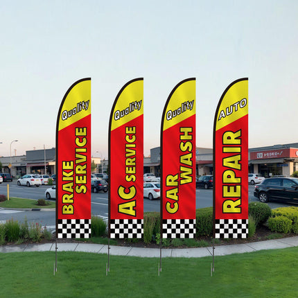Auto Repair Feather Flag Kit, 16.3 Ft 4-Pack