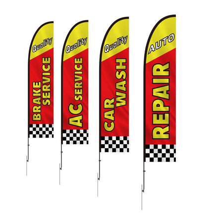 Auto Repair Feather Flag Kit, 16.3 Ft 4-Pack