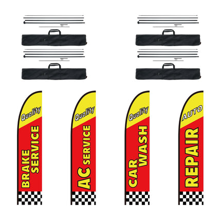 Auto Repair Feather Flag Kit, 16.3 Ft 4-Pack