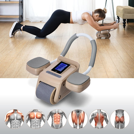 Roată automată pentru exerciții abdominale, afișaj LCD, maro