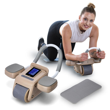 Roată automată pentru exerciții abdominale, afișaj LCD, maro