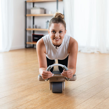 Roată automată pentru exerciții abdominale, afișaj LCD, maro