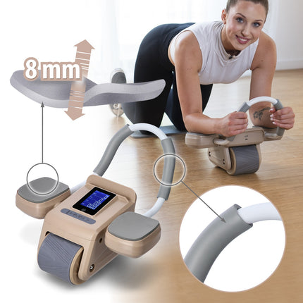Roată automată pentru exerciții abdominale, afișaj LCD, maro