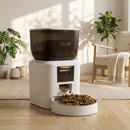 Hrănitor automat pentru pisici cu cameră, 4L, WiFi 2.4GHz, control prin aplicație