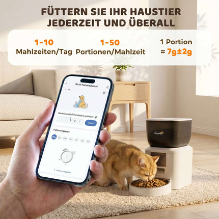 Hrănitor automat pentru pisici cu cameră, 4L, WiFi 2.4GHz, control prin aplicație