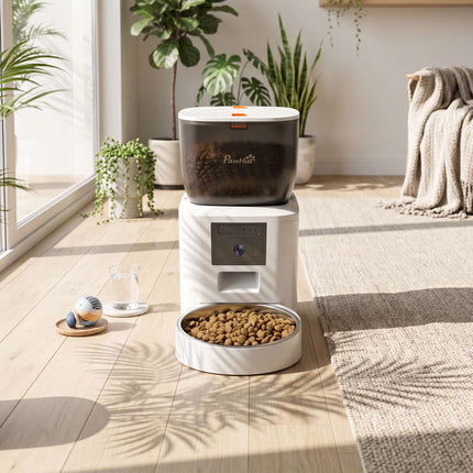 Hrănitor automat pentru pisici cu cameră, 4L, WiFi 2.4GHz, control prin aplicație