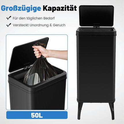 Coș de gunoi automat din oțel inoxidabil, coș cu senzor de 50 l