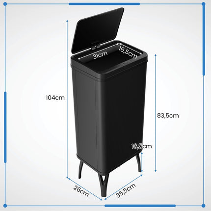 Coș de gunoi automat din oțel inoxidabil, coș cu senzor de 50 l