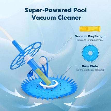 Curățător automat de piscină cu aspirație, disc TPU cu 36 de aripioare, furtun de 10 m