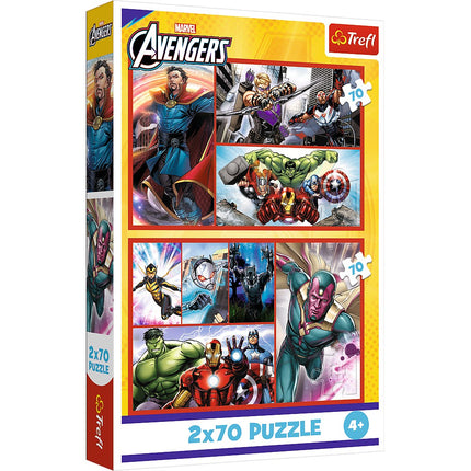 Set puzzle Avengers, 2 x 70 piese pentru copii si adulti