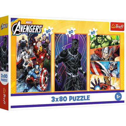Set de puzzle Avengers, 3x80 piese pentru distracție plină de acțiune