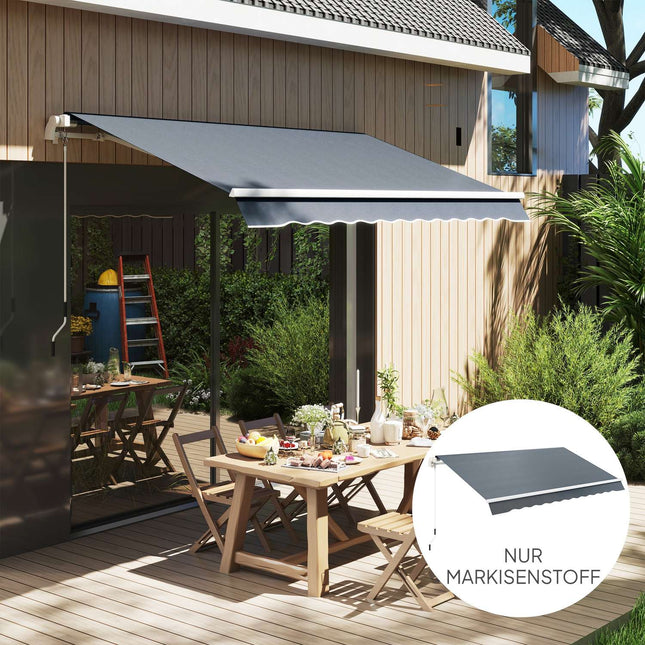 Husa de copertine, stofa de copertine cu robinet, tesatura de schimb hidrofuga pentru copertine 4 x 3 m, stofa de copertine, protectie solara pentru gradina, balcon, curte, gri