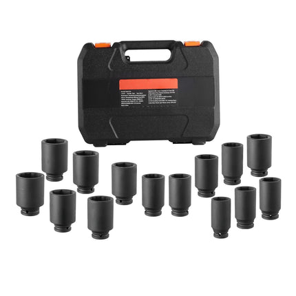 Axle Nut Impact Socket Set, 1/2 in Drive, 14-Piece Metric