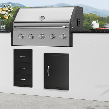 BBQ Access Door 16x22 In, Flush Mount, Matte Black