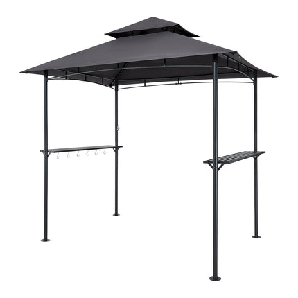 BBQ Grill Gazebo 8x5 ft, Double-Tier Roof, 2 Shelves