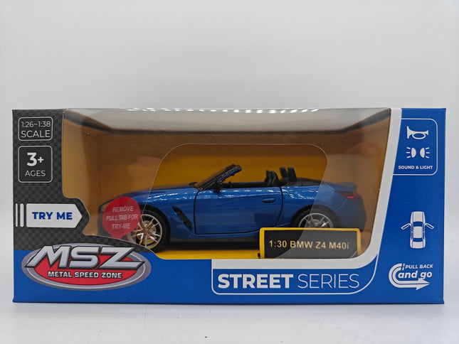 Model model BMW Z4 M40i, mașină de colecție la scară 1:30