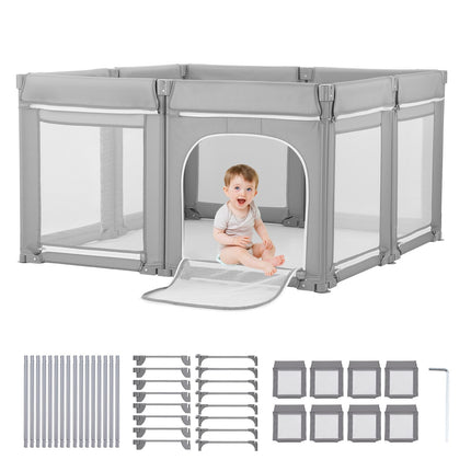 Baby Playpen 2000 x 1780mm, Foldable Mesh Zip Door