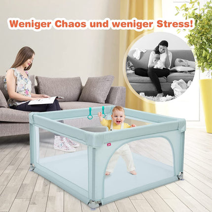 Tarc pentru copii Tarc portabil cu porti de siguranta 120 x 120 x 68 cm Albastru