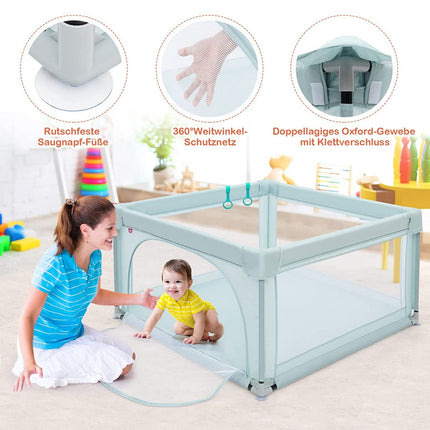Tarc pentru copii Tarc portabil cu porti de siguranta 120 x 120 x 68 cm Albastru