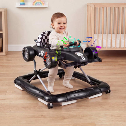 Baby Push Walker 4-in-1 Activity Center with Music Box, Black, Height Adjustable