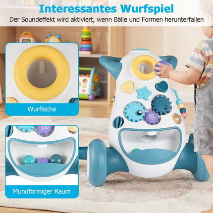 Premergător pentru bebeluși cu muzică și lumini, jocuri Montessori, albastru